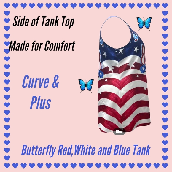 NEW!! Women's Trendy Plus Size Butterfly Patriotic Tank Top!! Open to Offers!🦋✨ - Picture 8 of 12